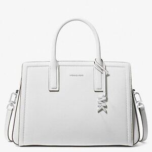 Michael Kors Optic White Laila Medium Leather Satchel